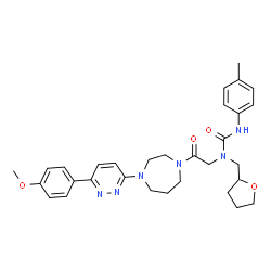 ChemSpider 2D Image | 1-(2-{4-[6-(4-Methoxyphenyl)-3-pyridazinyl]-1,4-diazepan-1-yl}-2-oxoethyl)-3-(4-methylphenyl)-1-(tetrahydro-2-furanylmethyl)urea | C31H38N6O4