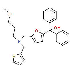 ChemSpider 2D Image | (5-{[(3-Methoxypropyl)(2-thienylmethyl)amino]methyl}-2-furyl)(diphenyl)methanol | C27H29NO3S