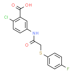 ChemSpider 2D Image | 2-Chloro-5-({[(4-fluorophenyl)sulfanyl]acetyl}amino)benzoic acid | C15H11ClFNO3S