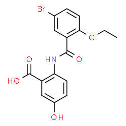 ChemSpider 2D Image | 2-[(5-Bromo-2-ethoxybenzoyl)amino]-5-hydroxybenzoic acid | C16H14BrNO5