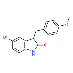 ChemSpider 2D Image | 5-Bromo-3-(4-methoxybenzyl)-1,3-dihydro-2H-indol-2-one | C16H14BrNO2
