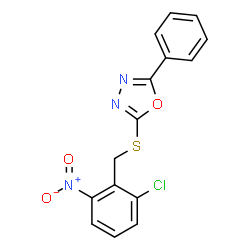 ChemSpider 2D Image | 2-[(2-Chloro-6-nitrobenzyl)sulfanyl]-5-phenyl-1,3,4-oxadiazole | C15H10ClN3O3S