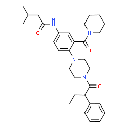 ChemSpider 2D Image | 3-Methyl-N-{4-[4-(2-phenylbutanoyl)-1-piperazinyl]-3-(1-piperidinylcarbonyl)phenyl}butanamide | C31H42N4O3