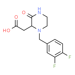 ChemSpider 2D Image | [1-(3,4-Difluorobenzyl)-3-oxo-2-piperazinyl]acetic acid | C13H14F2N2O3
