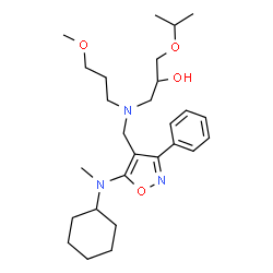 ChemSpider 2D Image | 1-[({5-[Cyclohexyl(methyl)amino]-3-phenyl-1,2-oxazol-4-yl}methyl)(3-methoxypropyl)amino]-3-isopropoxy-2-propanol | C27H43N3O4