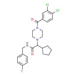 ChemSpider 2D Image | 2-Cyclopentyl-2-[4-(3,4-dichlorobenzoyl)-1-piperazinyl]-N-(4-fluorobenzyl)acetamide | C25H28Cl2FN3O2