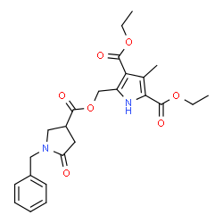 ChemSpider 2D Image | Diethyl 5-({[(1-benzyl-5-oxo-3-pyrrolidinyl)carbonyl]oxy}methyl)-3-methyl-1H-pyrrole-2,4-dicarboxylate | C24H28N2O7