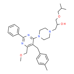 ChemSpider 2D Image | 1-Isobutoxy-3-{4-[6-(methoxymethyl)-5-(4-methylbenzyl)-2-phenyl-4-pyrimidinyl]-1-piperazinyl}-2-propanol | C31H42N4O3