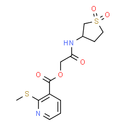 ChemSpider 2D Image | 2-[(1,1-Dioxidotetrahydro-3-thiophenyl)amino]-2-oxoethyl 2-(methylsulfanyl)nicotinate | C13H16N2O5S2
