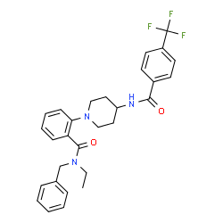 ChemSpider 2D Image | N-Benzyl-N-ethyl-2-(4-{[4-(trifluoromethyl)benzoyl]amino}-1-piperidinyl)benzamide | C29H30F3N3O2