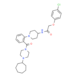 ChemSpider 2D Image | 2-(4-Chlorophenoxy)-N-(1-{2-[(4-cycloheptyl-1-piperazinyl)carbonyl]phenyl}-4-piperidinyl)acetamide | C31H41ClN4O3