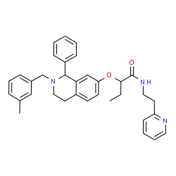 ChemSpider 2D Image | 2-{[2-(3-Methylbenzyl)-1-phenyl-1,2,3,4-tetrahydro-7-isoquinolinyl]oxy}-N-[2-(2-pyridinyl)ethyl]butanamide | C34H37N3O2