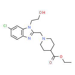 ChemSpider 2D Image | Ethyl 1-{[6-chloro-1-(2-hydroxyethyl)-1H-benzimidazol-2-yl]methyl}-4-piperidinecarboxylate | C18H24ClN3O3