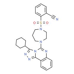 ChemSpider 2D Image | 2-{[4-(3-Cyclohexyl[1,2,4]triazolo[4,3-c]quinazolin-5-yl)-1,4-diazepan-1-yl]sulfonyl}benzonitrile | C27H29N7O2S