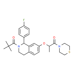 ChemSpider 2D Image | 1-[1-(4-Fluorophenyl)-7-{[1-oxo-1-(4-thiomorpholinyl)-2-propanyl]oxy}-3,4-dihydro-2(1H)-isoquinolinyl]-2,2-dimethyl-1-propanone | C27H33FN2O3S
