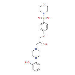 ChemSpider 2D Image | 2-(4-{2-Hydroxy-3-[4-(4-morpholinylsulfonyl)phenoxy]propyl}-1-piperazinyl)phenol | C23H31N3O6S