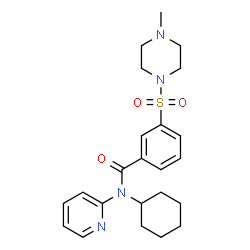 ChemSpider 2D Image | N-Cyclohexyl-3-[(4-methyl-1-piperazinyl)sulfonyl]-N-(2-pyridinyl)benzamide | C23H30N4O3S