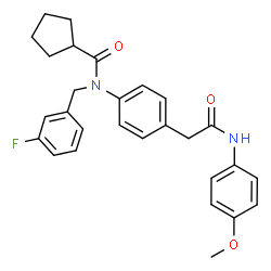 ChemSpider 2D Image | N-(3-Fluorobenzyl)-N-(4-{2-[(4-methoxyphenyl)amino]-2-oxoethyl}phenyl)cyclopentanecarboxamide | C28H29FN2O3