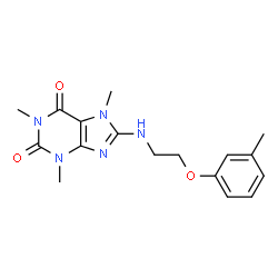 ChemSpider 2D Image | 1,3,7-Trimethyl-8-{[2-(3-methylphenoxy)ethyl]amino}-3,7-dihydro-1H-purine-2,6-dione | C17H21N5O3