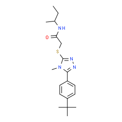 ChemSpider 2D Image | N-sec-Butyl-2-({4-methyl-5-[4-(2-methyl-2-propanyl)phenyl]-4H-1,2,4-triazol-3-yl}sulfanyl)acetamide | C19H28N4OS
