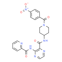 ChemSpider 2D Image | N-[1-(4-nitrobenzoyl)-4-piperidyl]-3-(pyridine-2-carbonylamino)pyrazine-2-carboxamide | C23H21N7O5