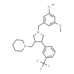 ChemSpider 2D Image | 1-({1-(3,5-Dimethoxybenzyl)-4-[3-(trifluoromethyl)phenyl]-3-pyrrolidinyl}methyl)piperidine | C26H33F3N2O2