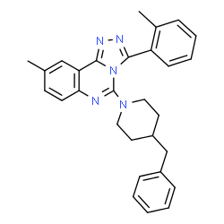 ChemSpider 2D Image | 5-(4-Benzyl-1-piperidinyl)-9-methyl-3-(2-methylphenyl)[1,2,4]triazolo[4,3-c]quinazoline | C29H29N5