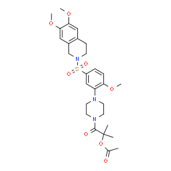 ChemSpider 2D Image | 1-(4-{5-[(6,7-Dimethoxy-3,4-dihydro-2(1H)-isoquinolinyl)sulfonyl]-2-methoxyphenyl}-1-piperazinyl)-2-methyl-1-oxo-2-propanyl acetate | C28H37N3O8S