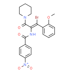 ChemSpider 2D Image | N-[(1E)-1-Bromo-1-(2-methoxyphenyl)-3-oxo-3-(1-piperidinyl)-1-propen-2-yl]-4-nitrobenzamide | C22H22BrN3O5