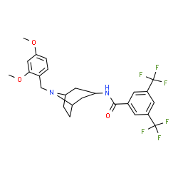 ChemSpider 2D Image | N-[8-(2,4-Dimethoxybenzyl)-8-azabicyclo[3.2.1]oct-3-yl]-3,5-bis(trifluoromethyl)benzamide | C25H26F6N2O3