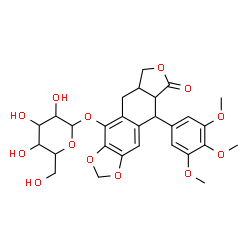 ChemSpider 2D Image | 8-Oxo-9-(3,4,5-trimethoxyphenyl)-5,5a,6,8,8a,9-hexahydrofuro[3',4':6,7]naphtho[2,3-d][1,3]dioxol-4-yl hexopyranoside | C28H32O13