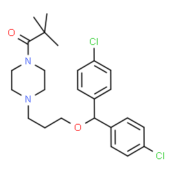 ChemSpider 2D Image | 1-(4-{3-[Bis(4-chlorophenyl)methoxy]propyl}-1-piperazinyl)-2,2-dimethyl-1-propanone | C25H32Cl2N2O2