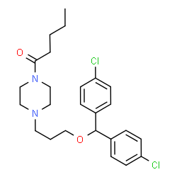 ChemSpider 2D Image | 1-(4-{3-[Bis(4-chlorophenyl)methoxy]propyl}-1-piperazinyl)-1-pentanone | C25H32Cl2N2O2