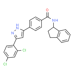 ChemSpider 2D Image | 4-[3-(2,4-Dichlorophenyl)-1H-pyrazol-5-yl]-N-(2,3-dihydro-1H-inden-1-yl)benzamide | C25H19Cl2N3O