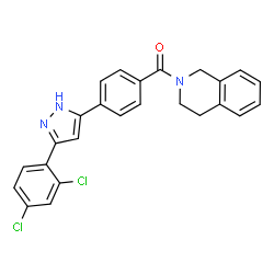 ChemSpider 2D Image | {4-[3-(2,4-Dichlorophenyl)-1H-pyrazol-5-yl]phenyl}(3,4-dihydro-2(1H)-isoquinolinyl)methanone | C25H19Cl2N3O