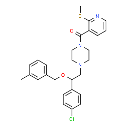 ChemSpider 2D Image | (4-{2-(4-Chlorophenyl)-2-[(3-methylbenzyl)oxy]ethyl}-1-piperazinyl)[2-(methylsulfanyl)-3-pyridinyl]methanone | C27H30ClN3O2S