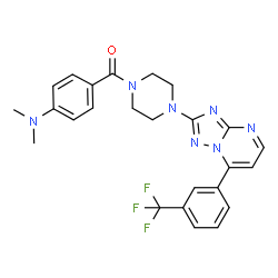 ChemSpider 2D Image | [4-(Dimethylamino)phenyl](4-{7-[3-(trifluoromethyl)phenyl][1,2,4]triazolo[1,5-a]pyrimidin-2-yl}-1-piperazinyl)methanone | C25H24F3N7O