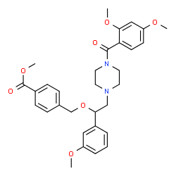 ChemSpider 2D Image | Methyl 4-({2-[4-(2,4-dimethoxybenzoyl)-1-piperazinyl]-1-(3-methoxyphenyl)ethoxy}methyl)benzoate | C31H36N2O7