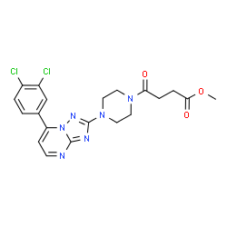 ChemSpider 2D Image | Methyl 4-{4-[7-(3,4-dichlorophenyl)[1,2,4]triazolo[1,5-a]pyrimidin-2-yl]-1-piperazinyl}-4-oxobutanoate | C20H20Cl2N6O3