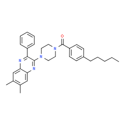 ChemSpider 2D Image | [4-(6,7-Dimethyl-3-phenyl-2-quinoxalinyl)-1-piperazinyl](4-pentylphenyl)methanone | C32H36N4O