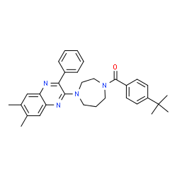 ChemSpider 2D Image | [4-(6,7-Dimethyl-3-phenyl-2-quinoxalinyl)-1,4-diazepan-1-yl][4-(2-methyl-2-propanyl)phenyl]methanone | C32H36N4O