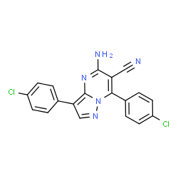 ChemSpider 2D Image | 5-Amino-3,7-bis(4-chlorophenyl)pyrazolo[1,5-a]pyrimidine-6-carbonitrile | C19H11Cl2N5