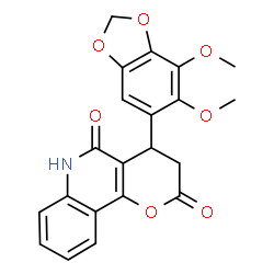 ChemSpider 2D Image | 4-(6,7-Dimethoxy-1,3-benzodioxol-5-yl)-4,6-dihydro-2H-pyrano[3,2-c]quinoline-2,5(3H)-dione | C21H17NO7