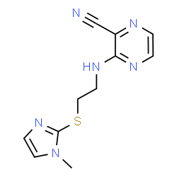 ChemSpider 2D Image | 3-({2-[(1-Methyl-1H-imidazol-2-yl)sulfanyl]ethyl}amino)-2-pyrazinecarbonitrile | C11H12N6S