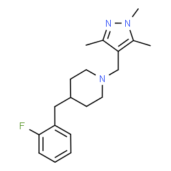 ChemSpider 2D Image | 4-(2-Fluorobenzyl)-1-[(1,3,5-trimethyl-1H-pyrazol-4-yl)methyl]piperidine | C19H26FN3