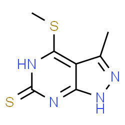 ChemSpider 2D Image | 3-Methyl-4-(methylsulfanyl)-1,5-dihydro-6H-pyrazolo[3,4-d]pyrimidine-6-thione | C7H8N4S2