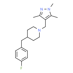 ChemSpider 2D Image | 4-(4-Fluorobenzyl)-1-[(1,3,5-trimethyl-1H-pyrazol-4-yl)methyl]piperidine | C19H26FN3