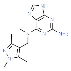 ChemSpider 2D Image | N~6~-Methyl-N~6~-[(1,3,5-trimethyl-1H-pyrazol-4-yl)methyl]-3H-purine-2,6-diamine | C13H18N8