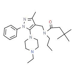 ChemSpider 2D Image | N-{[5-(4-Ethyl-1-piperazinyl)-3-methyl-1-phenyl-1H-pyrazol-4-yl]methyl}-3,3-dimethyl-N-propylbutanamide | C26H41N5O