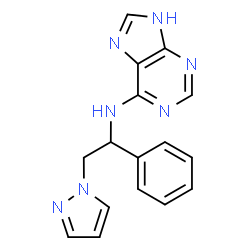 ChemSpider 2D Image | N-[1-Phenyl-2-(1H-pyrazol-1-yl)ethyl]-3H-purin-6-amine | C16H15N7
